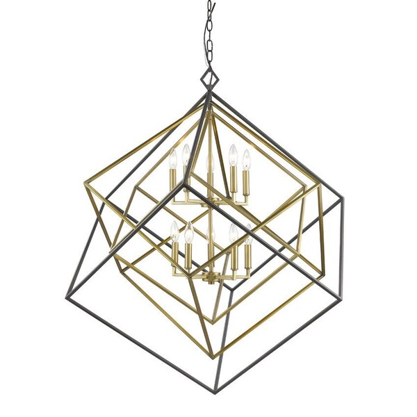 Euclid 10 Light Chandelier, Olde Brass + Bronze